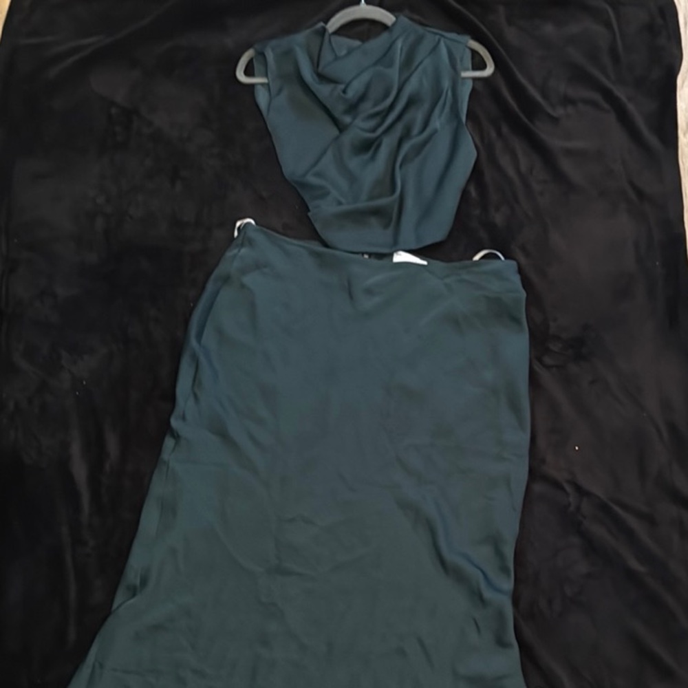 ASOS Blue Green Cowl Neck Gown